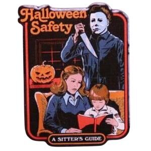 Michael Meyers & Jamie Lee Curtis Halloween Safety Sitter's Guide Enamel Pin